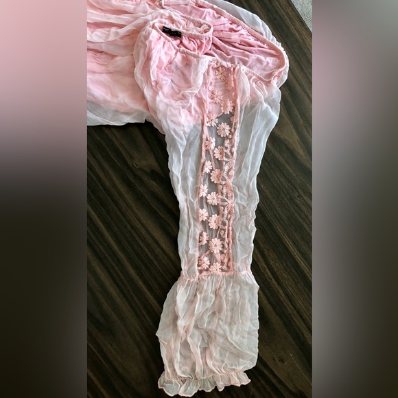 Boston Proper Silk sheer boho peasant style mini, Swim, cover-up, tunic sz S - Picture 15 of 16